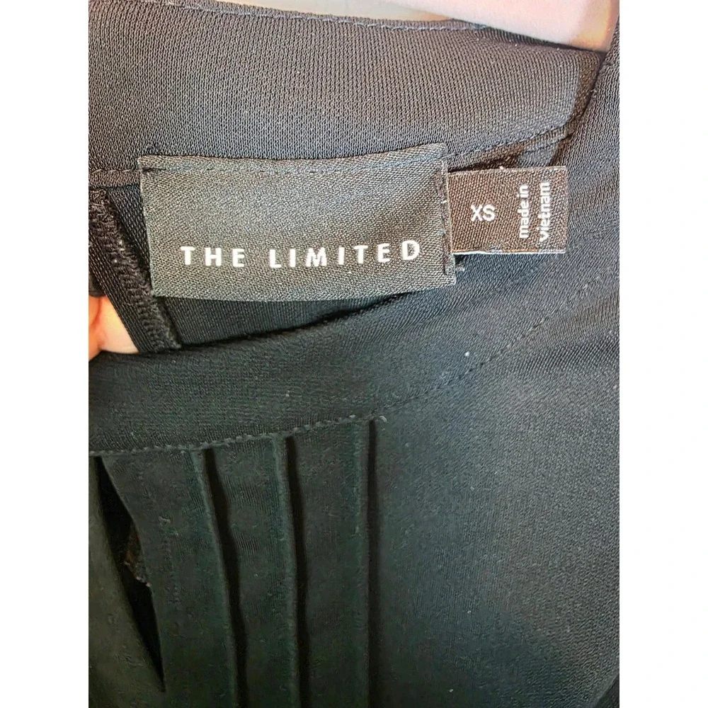 The‎ Limited Black Short Sleeve Pleated Keyhole Fit and Flare Dress XS